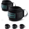 Fitgriff® Ankle Straps V3 for Cable Machine (2 Pieces) – Gym Workout Equipment – Leg Pulley Attachment, Kickback Straps(Black/Cyan)