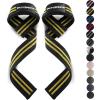 Fitgriff® Lifting Wrist Straps for Weightlifting, Gym, Deadlift, Workout (Made of Premium Cotton & Padded) – Men & Women(Black/Yellow)
