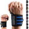 Fitgriff® Wrist Wraps for Weightlifting (18″) Heavy-Duty Support for Gym, Bench Press, and Pushups (1 Pair) – for Men and Women (Black)(Black/Blue)