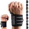 Fitgriff® Wrist Wraps for Weightlifting (18″) Heavy-Duty Support for Gym, Bench Press, and Pushups (1 Pair) – for Men and Women (Black)(Black/Grey)