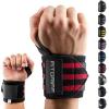 Fitgriff® Wrist Wraps for Weightlifting (18″) Heavy-Duty Support for Gym, Bench Press, and Pushups (1 Pair) – for Men and Women (Black)(Black/Red)
