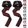 Lifting Wrist Straps for Weightlifting, Weight Lifting Straps Gym Grip Power Workouts Lifting Straps Neoprene Padded 24″ Cotton Men Women Wrap Lift Deadlift Straps Hard Pull Exercise(Black Red)