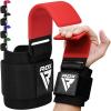 RDX Weight Lifting Hooks for Deadlifting (Pair) – 600Lbs Capacity – 8MM Neoprene Wrist Support Wraps – Grip Enhancer for Pull Ups Lat Pulldowns Rows – Adjustable Gym Workout Power Straps for Men Women(Red)