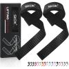 SKDK Cotton Hard Pull Wrist Lifting Straps Grips Band-Deadlift Straps with Neoprene Cushioned Wrist Padded and Anti-Skid Silicone – for Weightlifting, Bodybuilding, Xfit, Strength Training(Black)