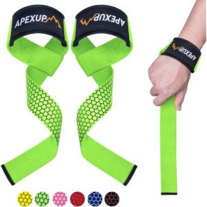APEXUP Weight Lifting Straps for Weightlifting, Lifting Wrist Straps Gym, Deadlift Strap, Anti Slip Silicone Weightlifting Strap Men Women Powerlifting, Strength Training(Green)