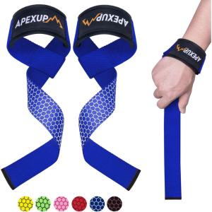 APEXUP Weight Lifting Straps for Weightlifting, Lifting Wrist Straps Gym, Deadlift Strap, Anti Slip Silicone Weightlifting Strap Men Women Powerlifting, Strength Training(Blue)