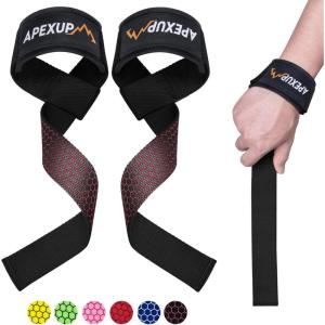 APEXUP Weight Lifting Straps for Weightlifting, Lifting Wrist Straps Gym, Deadlift Strap, Anti Slip Silicone Weightlifting Strap Men Women Powerlifting, Strength Training(Black)