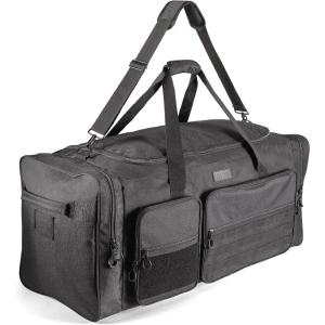 Fitdom 130L 36″ Heavy Duty Extra Large Sports Gym Equipment Travel Duffle Bag W/Adjustable Shoulder Strap & 7 Compartments. Perfect for Soccer Baseball Basketball Hockey Football, Team Coaches & More(Black)