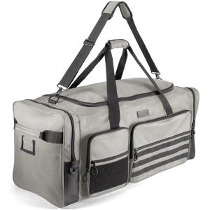 Fitdom 130L 36″ Heavy Duty Extra Large Sports Gym Equipment Travel Duffle Bag W/Adjustable Shoulder Strap & 7 Compartments. Perfect for Soccer Baseball Basketball Hockey Football, Team Coaches & More(Silver Grey)