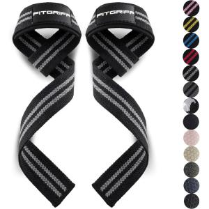 Fitgriff® Lifting Wrist Straps for Weightlifting, Gym, Deadlift, Workout (Made of Premium Cotton & Padded) – Men & Women(Black/Grey)