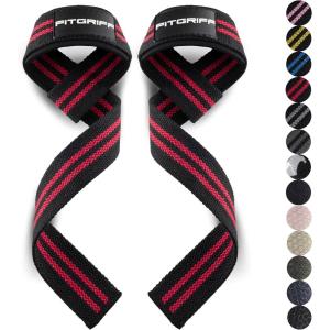 Fitgriff® Lifting Wrist Straps for Weightlifting, Gym, Deadlift, Workout (Made of Premium Cotton & Padded) – Men & Women(Black/Red)