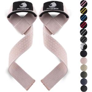 Fitgriff® Lifting Wrist Straps for Weightlifting, Gym, Deadlift, Workout (Made of Premium Cotton & Padded) – Men & Women(Blush Pink Silicone)