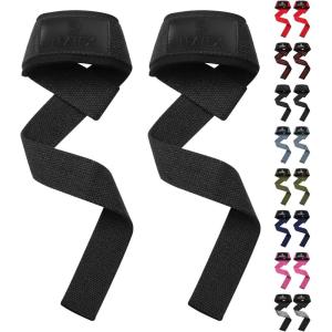 Lifting Wrist Straps for Weightlifting, Weight Lifting Straps Gym Grip Power Workouts Lifting Straps Neoprene Padded 24″ Cotton Men Women Wrap Lift Deadlift Straps Hard Pull Exercise(Black)