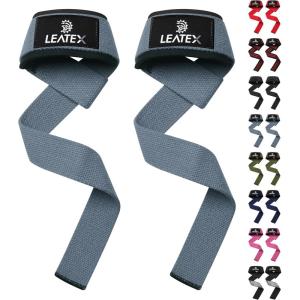 Lifting Wrist Straps for Weightlifting, Weight Lifting Straps Gym Grip Power Workouts Lifting Straps Neoprene Padded 24″ Cotton Men Women Wrap Lift Deadlift Straps Hard Pull Exercise(Gray)