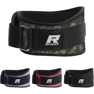 RitFit Weight Lifting Belt – Great for Squats, Lunges, Deadlift, Thrusters – Men and Women – 6 Inch Black/Camouflage(Camo)