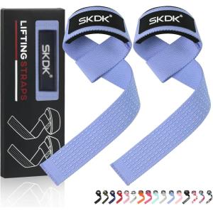 SKDK Cotton Hard Pull Wrist Lifting Straps Grips Band-Deadlift Straps with Neoprene Cushioned Wrist Padded and Anti-Skid Silicone – for Weightlifting, Bodybuilding, Xfit, Strength Training(Purple)