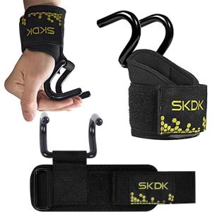 SKDK Cotton Hard Pull Wrist Lifting Straps Grips Band-Deadlift Straps with Neoprene Cushioned Wrist Padded and Anti-Skid Silicone – for Weightlifting, Bodybuilding, Xfit, Strength Training(Lifting Hooks)