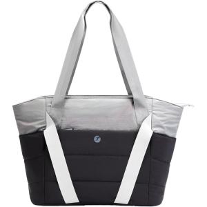 Tote Bag for Women,Lightweight Durable Puffy Yoga Mat Bag with Compartments,Shoulder Handbag for Work, Travel, Gym(Black)