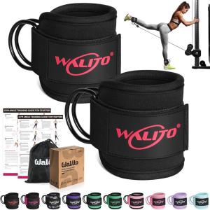 WALITO Gym Ankle Straps for Cable Machines Women & Men – Glute Kickback Ankle Cuff, Adjustable Cable Machine Accessories for Leg Extensions, Hip Abductors & Lower Body Workouts(1Pair-Black)