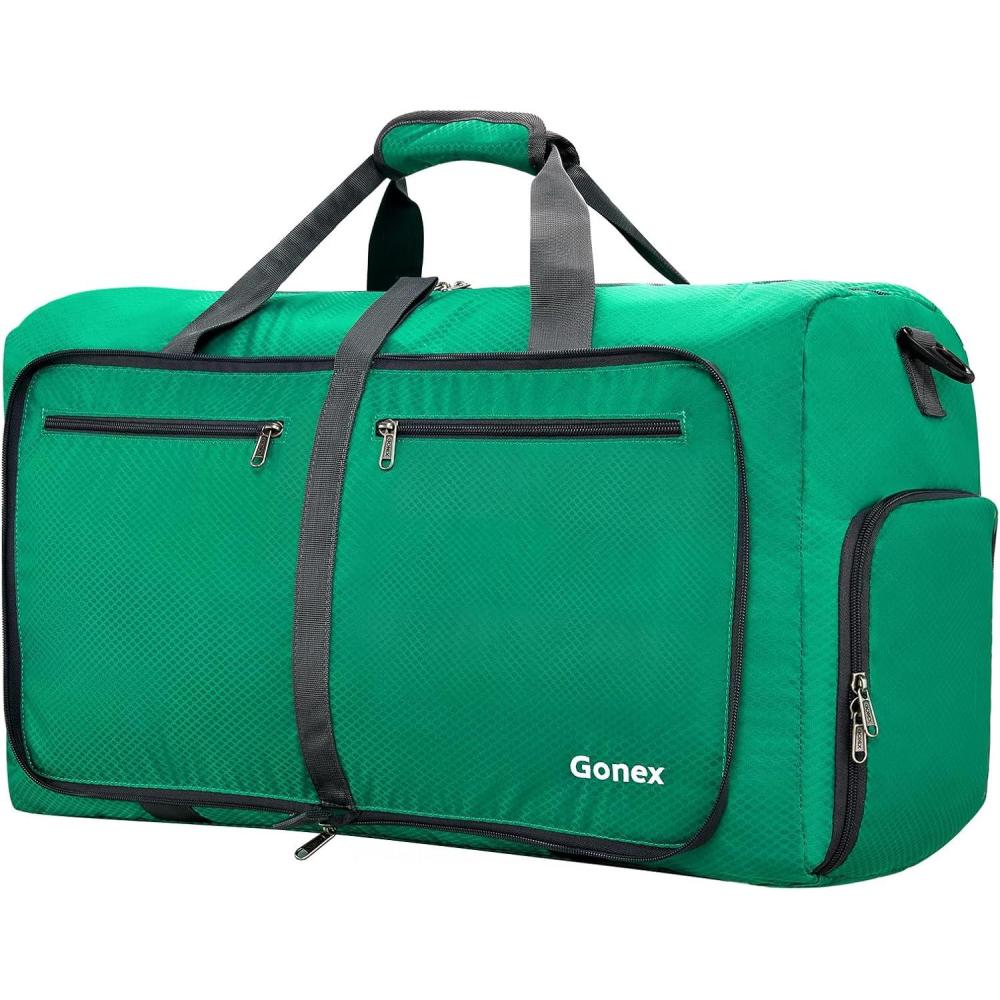 imageGonex 40L 60L 80L 100L 150L Large Foldable Travel Duffle Bag with Shoes Compartment Packable Lightweight Water Repellent Duffel Bag for Camping Gym Weekender BagMint Green