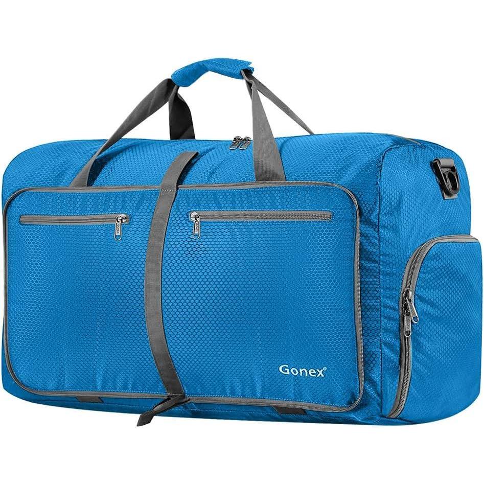 imageGonex 40L 60L 80L 100L 150L Large Foldable Travel Duffle Bag with Shoes Compartment Packable Lightweight Water Repellent Duffel Bag for Camping Gym Weekender BagSky Blue