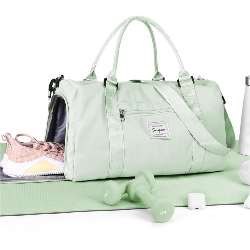 imageGym Bag WomensTravel Duffel Carry on Bag Sport Tote Bag Weekend Overnight BagA13Mint Green