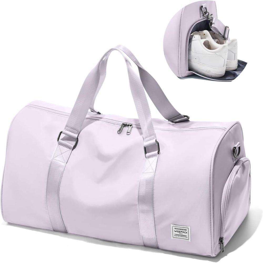 imageGym Bag WomensTravel Duffel Carry on Bag Sport Tote Bag Weekend Overnight BagD4Light Purple