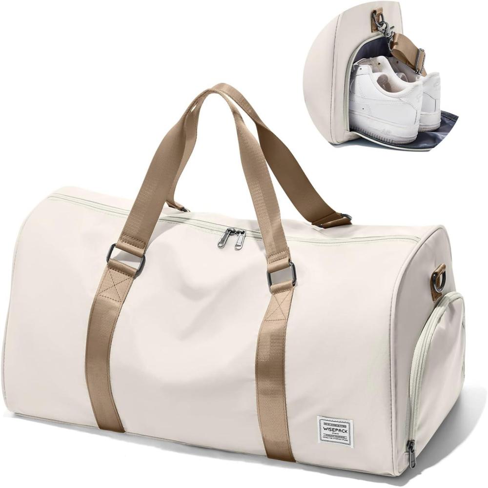imageGym Bag WomensTravel Duffel Carry on Bag Sport Tote Bag Weekend Overnight BagD8Beige  Brown