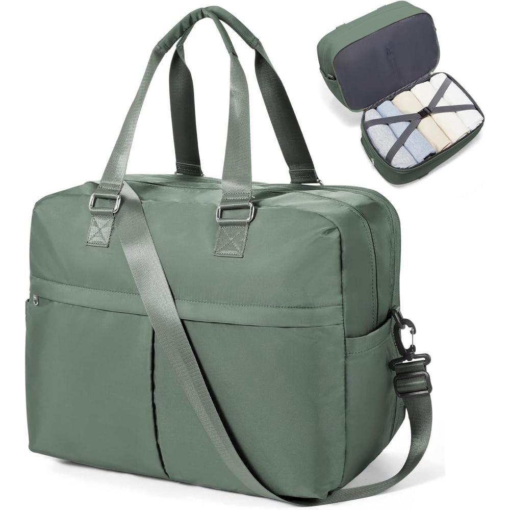 imageGym Bag WomensTravel Duffel Carry on Bag Sport Tote Bag Weekend Overnight BagF22Dark Green