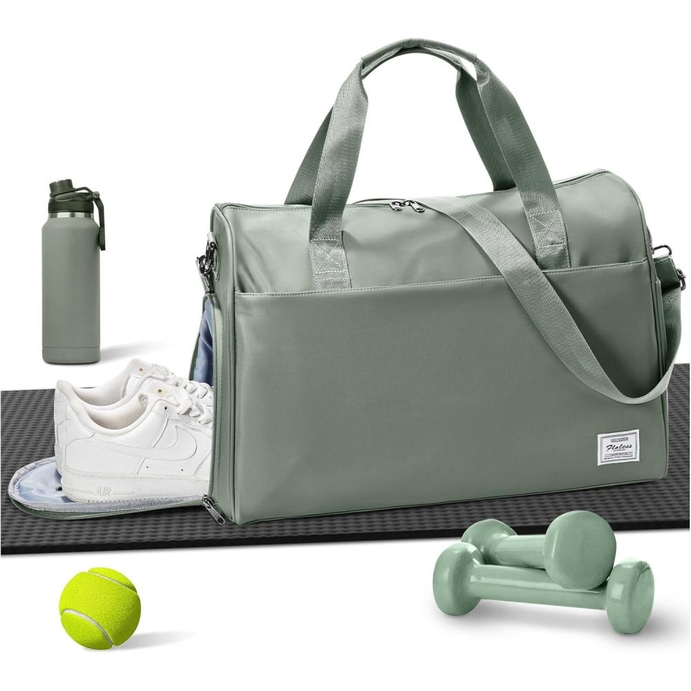 imageGym Bag WomensTravel Duffel Carry on Bag Sport Tote Bag Weekend Overnight BagK3Dark Green