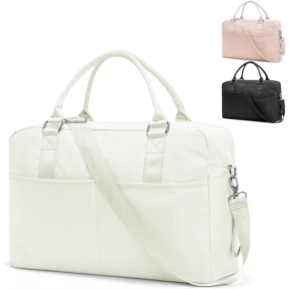 imageGym Bag WomensTravel Duffel Carry on Bag Sport Tote Bag Weekend Overnight BagM4Beige