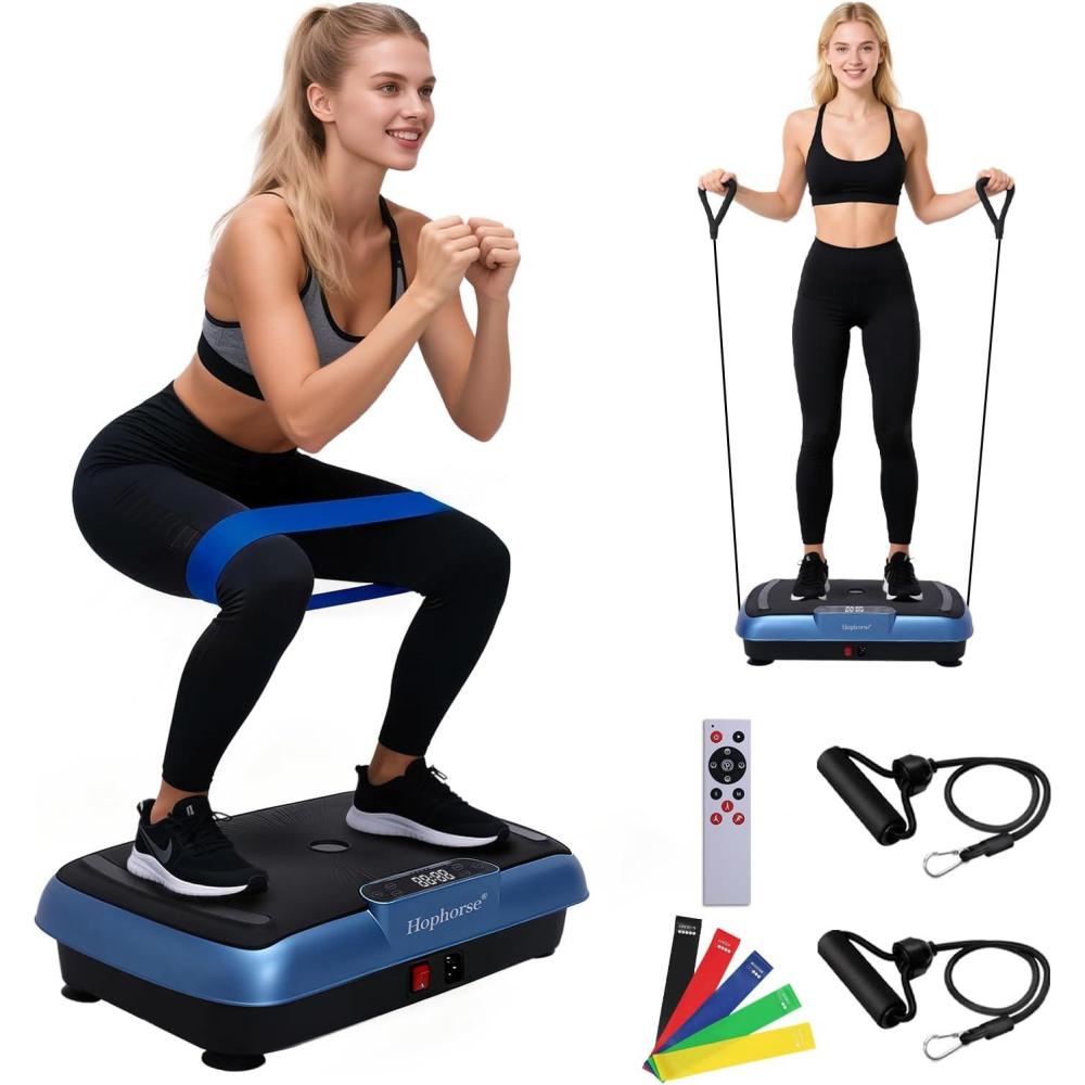imageVibration Plate Machine180 Speeds Shake Plate for Lymphatic Drainage Weight Loss Vibrating Fitness Platform 460LB Capacity Whole Body Workout with Bluetooth Home Exercise Gym Equipment for Women MenFuture Blue