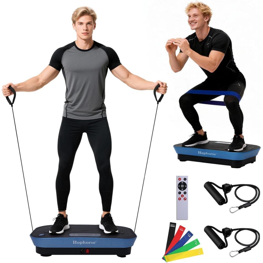 imageVibration Plate Machine180 Speeds Shake Plate for Lymphatic Drainage Weight Loss Vibrating Fitness Platform 460LB Capacity Whole Body Workout with Bluetooth Home Exercise Gym Equipment for Women MenFeather Blue