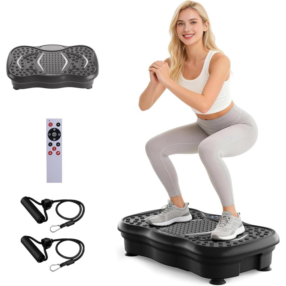 imageVibration Plate Machine180 Speeds Shake Plate for Lymphatic Drainage Weight Loss Vibrating Fitness Platform 460LB Capacity Whole Body Workout with Bluetooth Home Exercise Gym Equipment for Women MenBlack