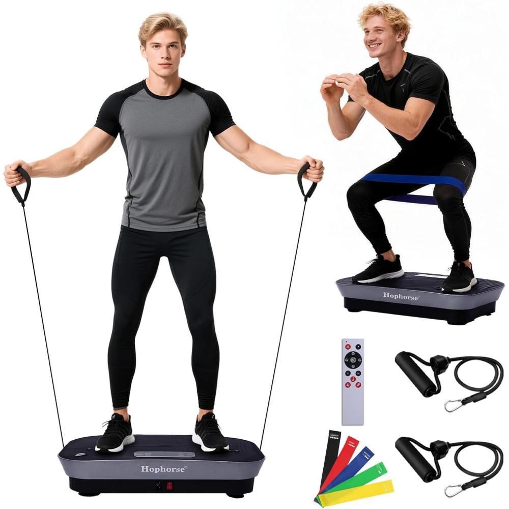 imageVibration Plate Machine180 Speeds Shake Plate for Lymphatic Drainage Weight Loss Vibrating Fitness Platform 460LB Capacity Whole Body Workout with Bluetooth Home Exercise Gym Equipment for Women MenFeather Black