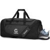 Gonex Gym Duffel Bag with Shoe Compartment Wet Pocket, Large Capacity Sports Duffle Bag for Men Women, Workout & Travel Bag with Multiple Pockets, Black/Gray, Large (100L)(Black)