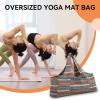 Large Yoga Mat Bag, Patterned Canvas Yoga Mat Bag Large Tote Sling Carrier with Pockets Travel Gym Duffle for Pilates Office Beach Workout