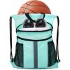 BeeGreen Drawstring Backpack Bag with Shoe Compartment, X-Large Black Gym Sports String Cinch Backpack(Mint Green)