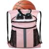 BeeGreen Drawstring Backpack Bag with Shoe Compartment, X-Large Black Gym Sports String Cinch Backpack(Pink)
