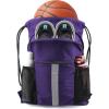 BeeGreen Drawstring Backpack Bag with Shoe Compartment, X-Large Black Gym Sports String Cinch Backpack(Purple)