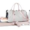 Gym Bag Womens,Travel Duffel Carry on Bag Sport Tote Bag Weekend Overnight Bag(A6-Grey Pink)