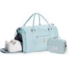 Gym Bag Womens,Travel Duffel Carry on Bag Sport Tote Bag Weekend Overnight Bag(B1-Light Blue(With Toiletry Bag))