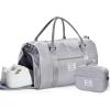 Gym Bag Womens,Travel Duffel Carry on Bag Sport Tote Bag Weekend Overnight Bag(B22-Grey(With Toiletry Bag))