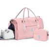 Gym Bag Womens,Travel Duffel Carry on Bag Sport Tote Bag Weekend Overnight Bag(B7-Pink(With Toiletry Bag))