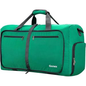 Gonex 40L 60L 80L 100L 150L Large Foldable Travel Duffle Bag with Shoes Compartment, Packable Lightweight Water Repellent Duffel Bag for Camping Gym Weekender Bag(Mint Green)
