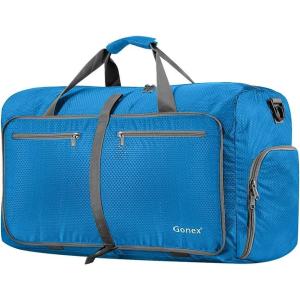 Gonex 40L 60L 80L 100L 150L Large Foldable Travel Duffle Bag with Shoes Compartment, Packable Lightweight Water Repellent Duffel Bag for Camping Gym Weekender Bag(Sky Blue)