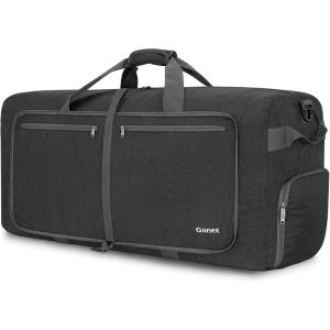 Gonex 40L 60L 80L 100L 150L Large Foldable Travel Duffle Bag with Shoes Compartment, Packable Lightweight Water Repellent Duffel Bag for Camping Gym Weekender Bag(Dark Grey)