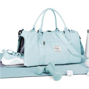 Gym Bag Womens,Travel Duffel Carry on Bag Sport Tote Bag Weekend Overnight Bag(A1-Light Blue)