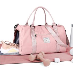 Gym Bag Womens,Travel Duffel Carry on Bag Sport Tote Bag Weekend Overnight Bag(A7-Pink)