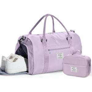 Gym Bag Womens,Travel Duffel Carry on Bag Sport Tote Bag Weekend Overnight Bag(B3-Light Purple(With Toiletry Bag))